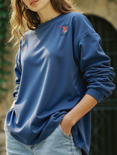 Embroidered knitted pullover sweatshirt